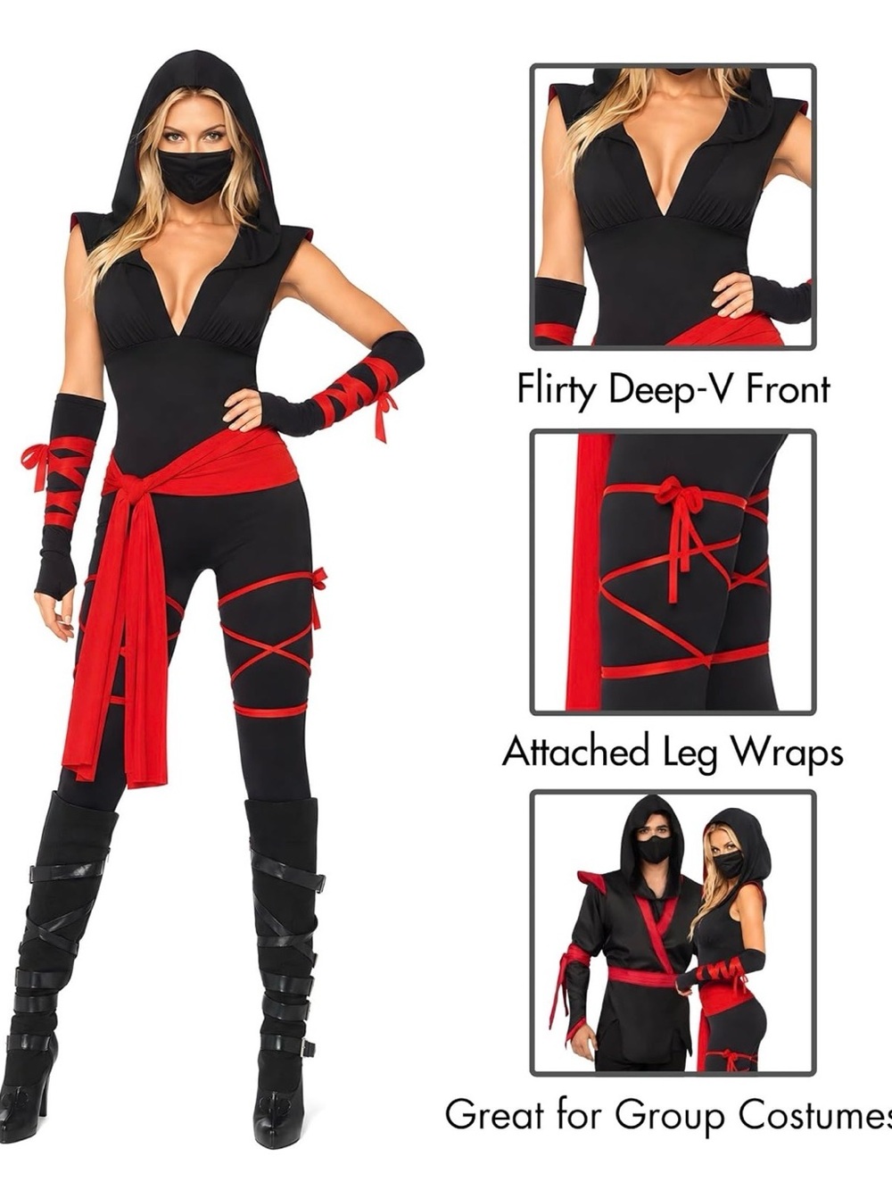 Leg Avenue Sexy Halloween Adult Medium Women Ninja Costume Role Play Bodysuit M